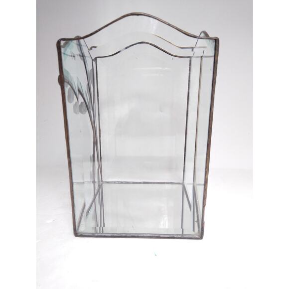 Vtg Leaded Beveled Stained Glass Candle Holder - Picture 5 of 5